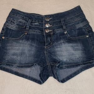 High rise button shorts